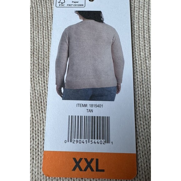 Ella Moss Womens Tan Size XXL Crew Neck Long Sleeve Knit Sweater - Picture 4 of 8